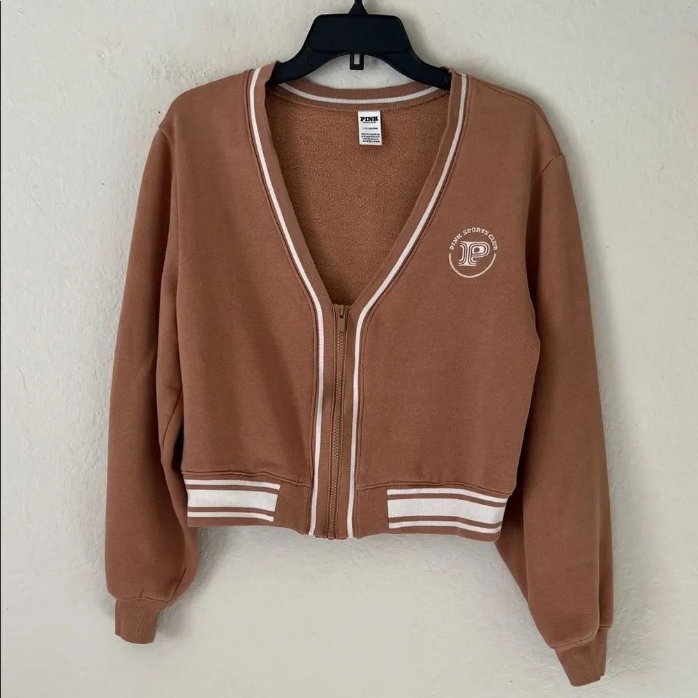 Like New! Victoria's Secret Brown with White Trim Long Sweater Cardigan in L/G
